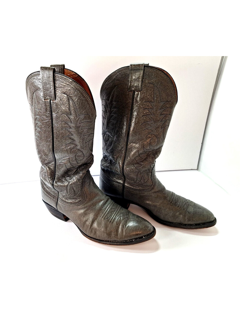 Nocona Rare Vintage Gray Full Kangaroo‎ Cowboy Boots Y2K 90s Country Rodeo Core
